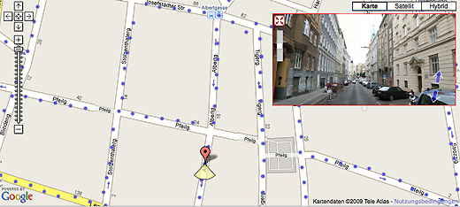 Screenshot der Street View aus Wien