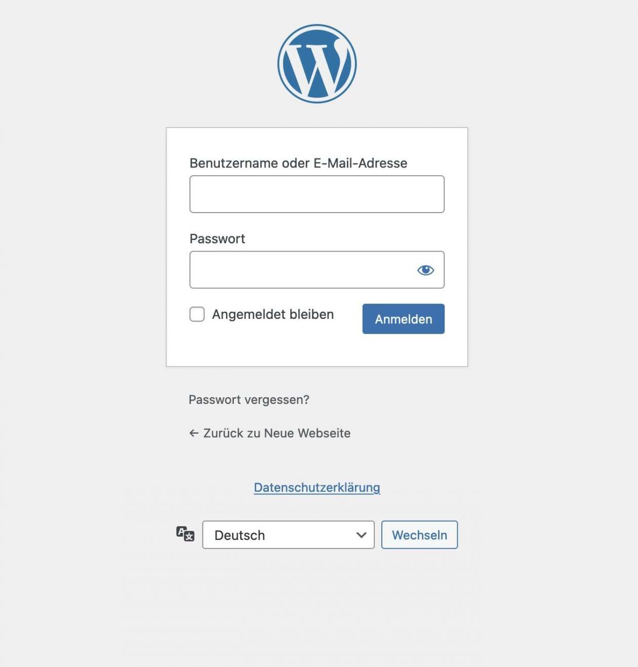 WordPress Agentur - Login Fenster